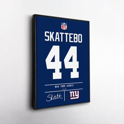 Cam Skattebo New York Giants Jersey Canvas Wall Art