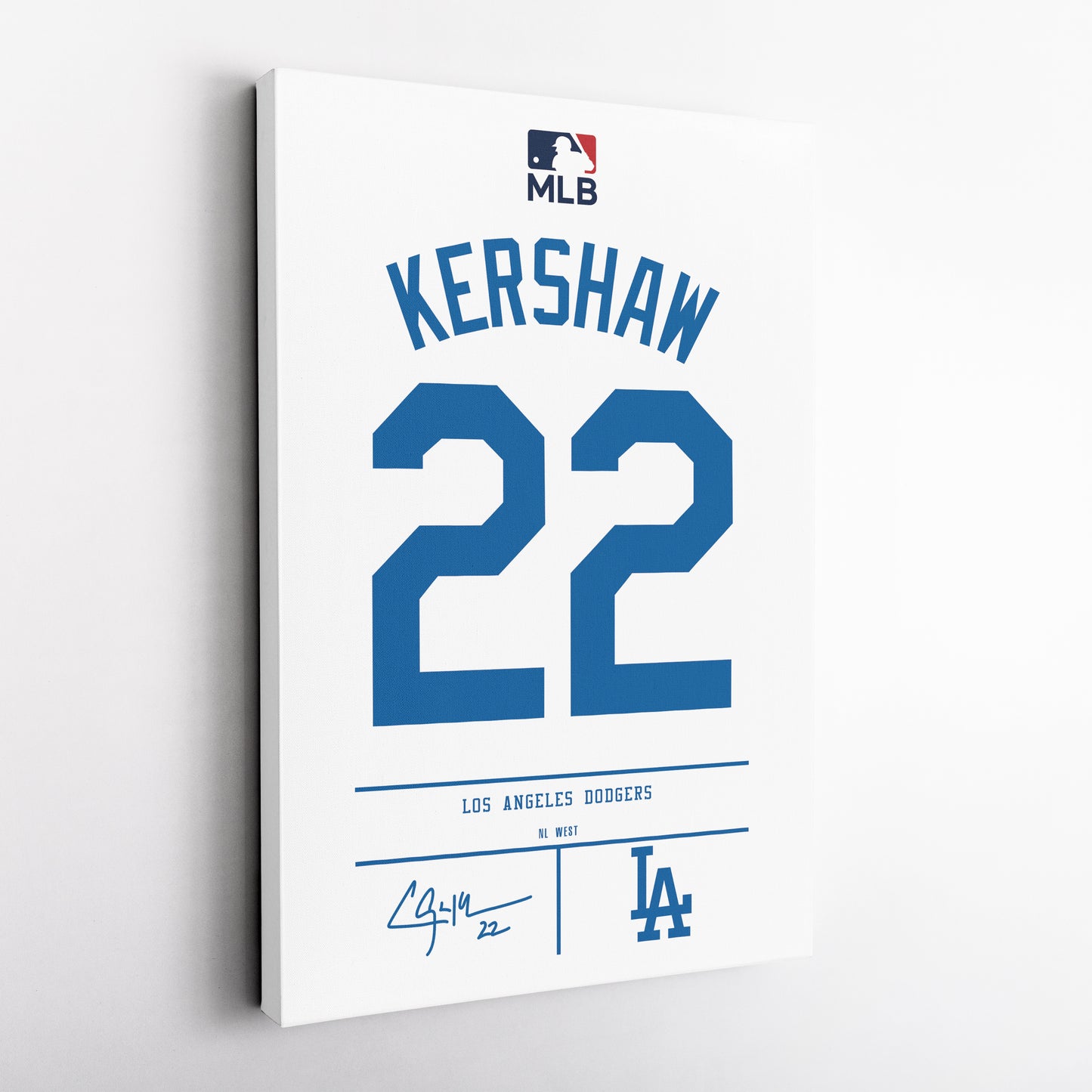 Clayton Kershaw Dodgers Jersey Canvas Print | Wall Art Decor