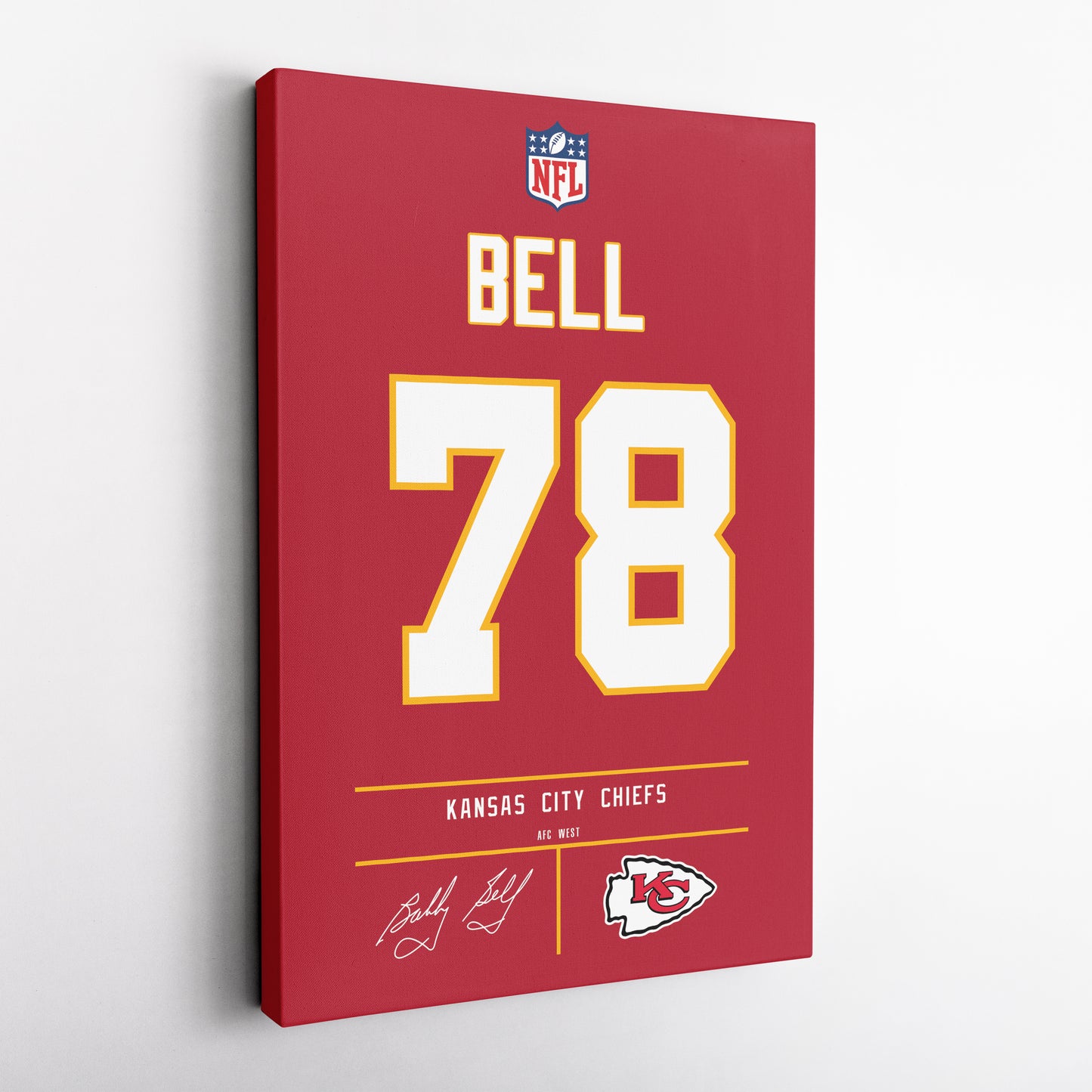 Bobby Bell Kansas City Chiefs Jersey Canvas Wall Art