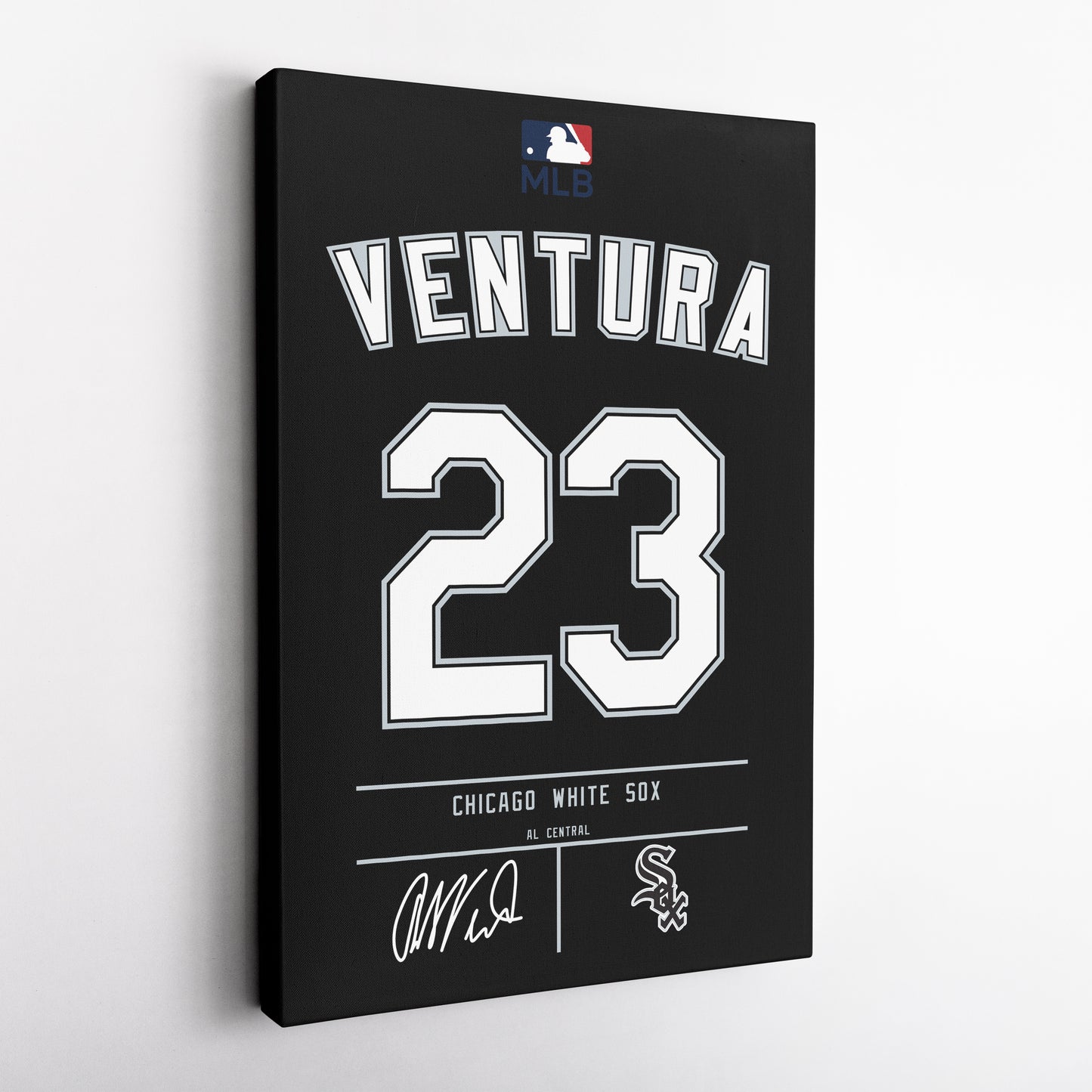 Robin Ventura Chicago White Sox Black Jersey Canvas Wall Art