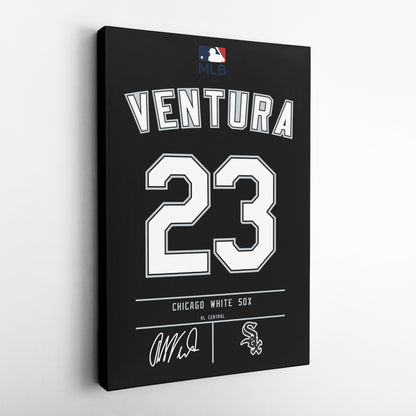 Robin Ventura Chicago White Sox Black Jersey Canvas Wall Art