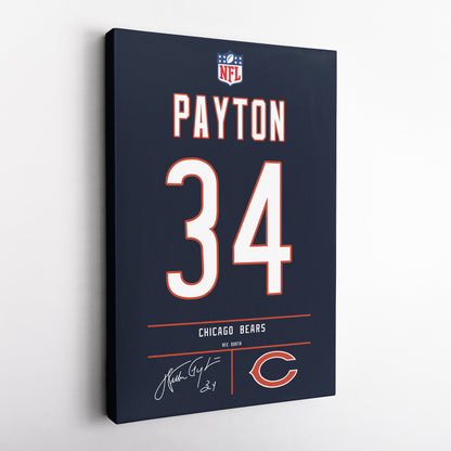 Walter Payton Bears Jersey Canvas Print | Wall Art Decor