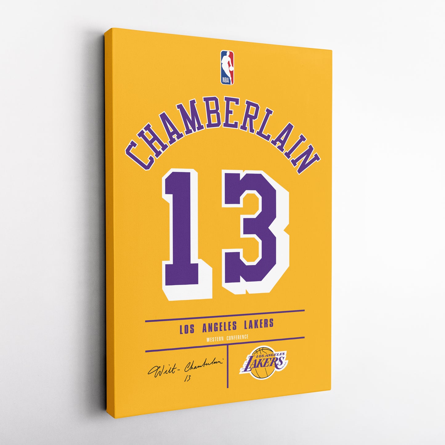 Wilt Chamberlain Los Angeles Lakers Jersey Canvas Wall Art