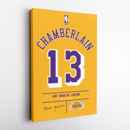 Wilt Chamberlain Los Angeles Lakers Jersey Canvas Wall Art