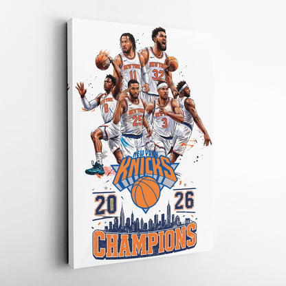 New York Knicks 2026 Champions Commemorative Canvas – Premium Framed Wall Art