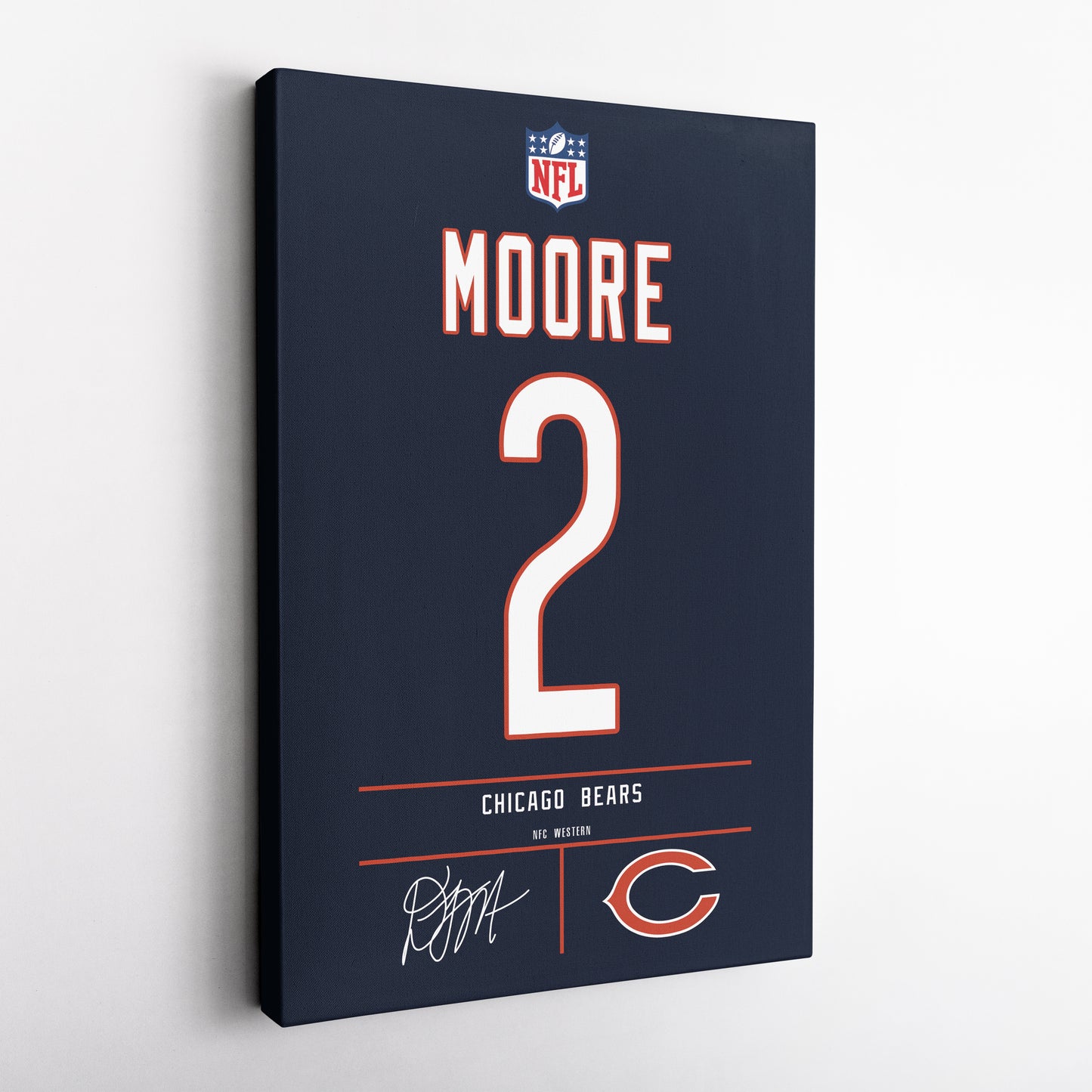 D.J. Moore Bears Jersey Canvas Print | Wall Art Decor