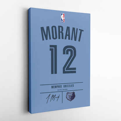 Ja Morant Grizzlies Jersey Canvas Print | Wall Art Decor