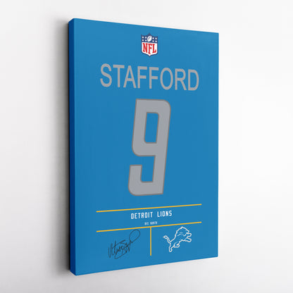 Matthew Stafford Lions Jersey Canvas Print | Wall Art Decor