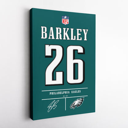 Saquon Barkley Eagles Jersey Canvas Print | Wall Art Decor