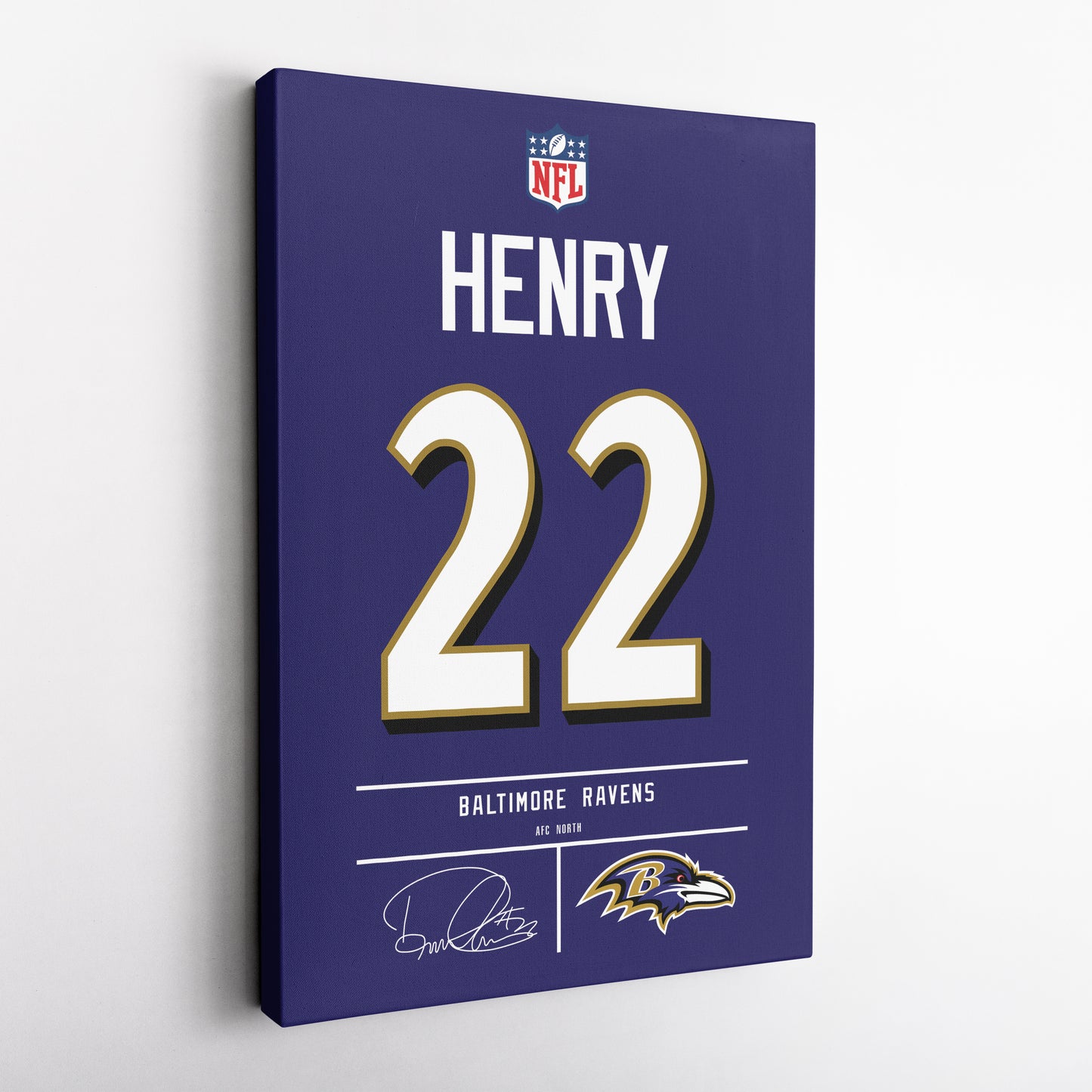 Derrick Henry Baltimore Ravens Jersey Canvas Wall Art