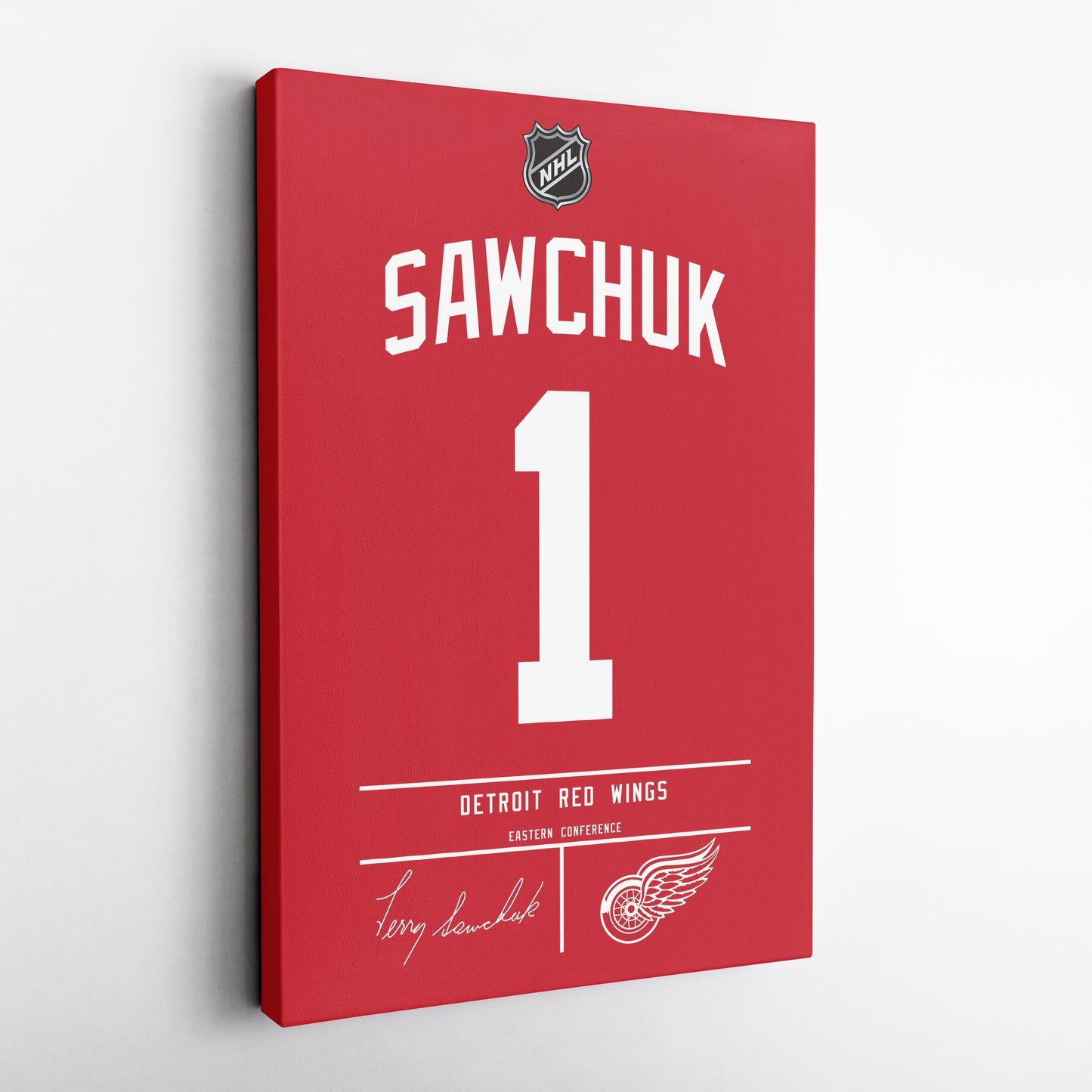 Terry Sawchuk Red Wings Jersey Canvas Print | Wall Art Decor