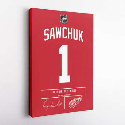 Terry Sawchuk Red Wings Jersey Canvas Print | Wall Art Decor