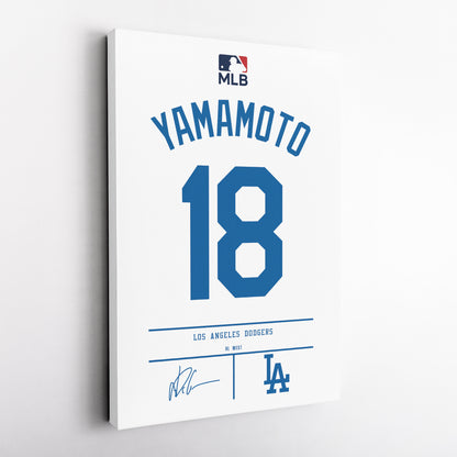 Yoshinobu Yamamoto Dodgers Jersey Canvas Print | Wall Art Decor