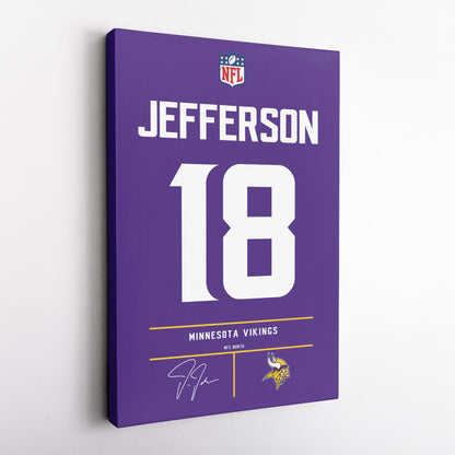 Justin Jefferson Vikings Jersey Canvas Print | Wall Art Decor