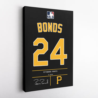 Barry Bonds Pittsburgh Pirates Black Jersey Canvas Wall Art