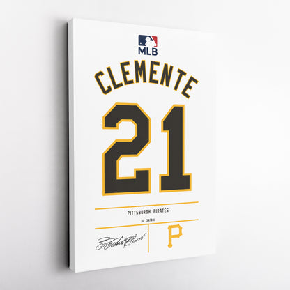 Roberto Clemente Pittsburgh Pirates Jersey Canvas Wall Art