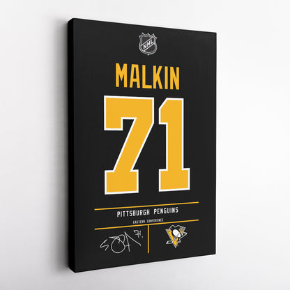 Evgeni Malkin Pittsburgh Penguins Jersey Canvas Wall Art