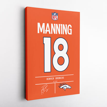 Peyton Manning Broncos Jersey Canvas Print | Wall Art Decor