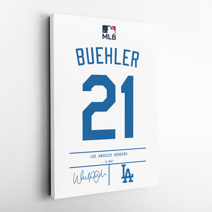 Walker Buehler Dodgers Jersey Canvas Print | Wall Art Decor