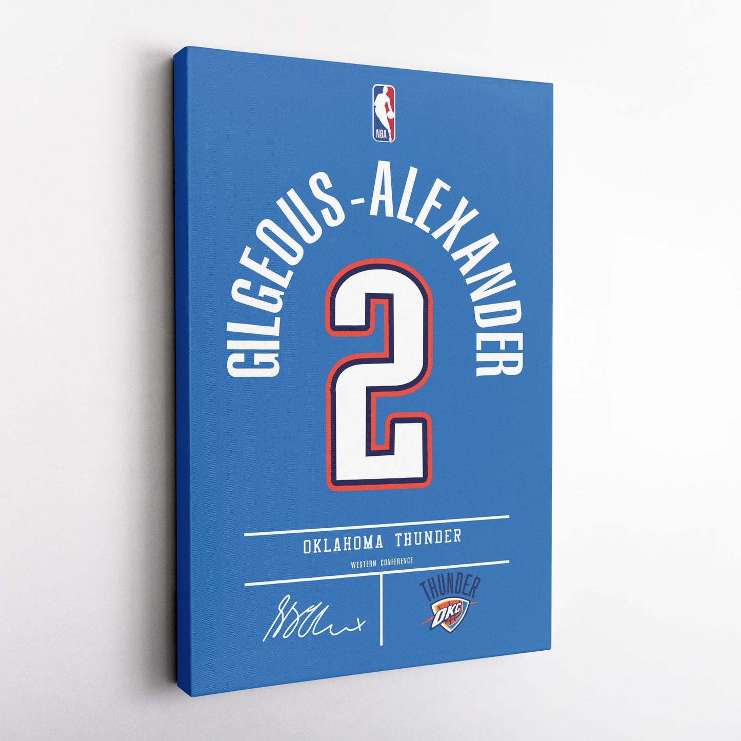 Shai Gilgeous-Alexander Thunder Jersey Canvas Print | Wall Art Decor