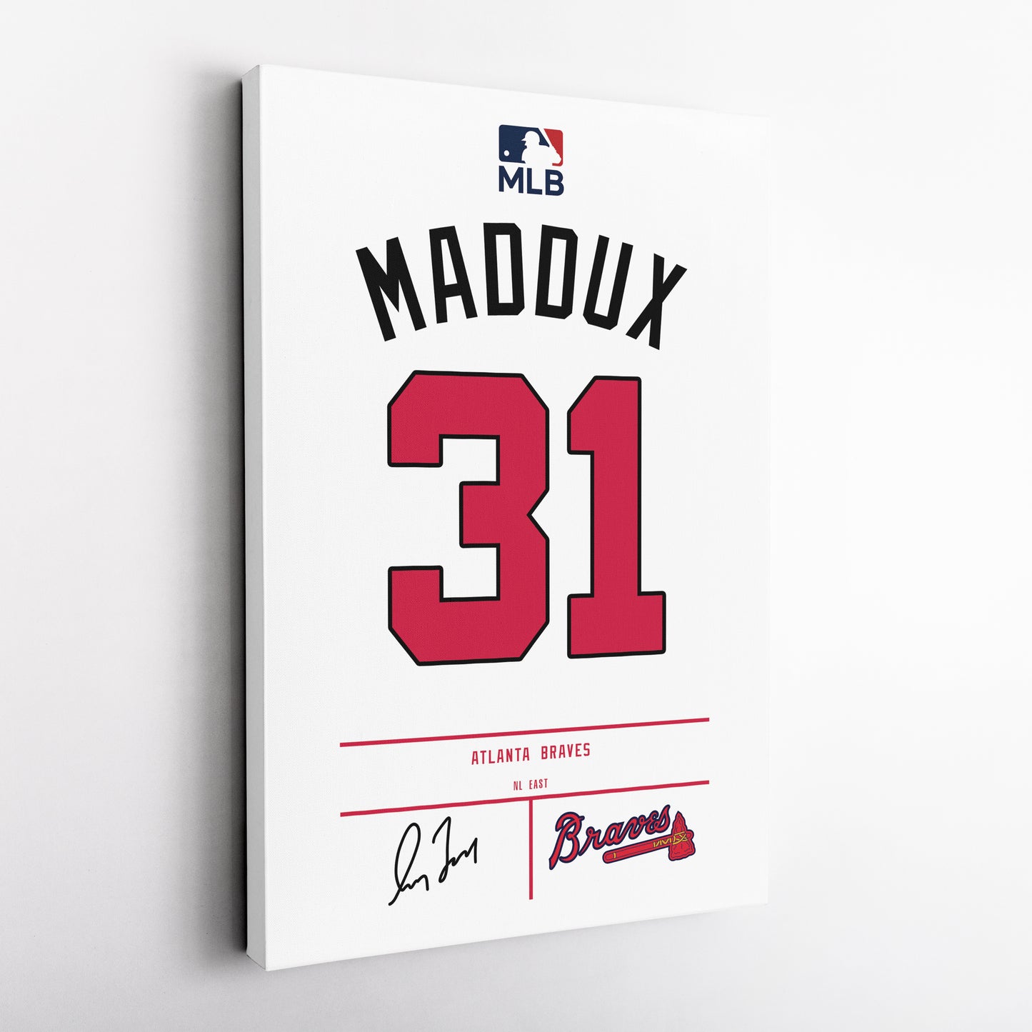 Greg Maddux Atlanta Braves Jersey Canvas Wall Art