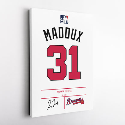 Greg Maddux Atlanta Braves Jersey Canvas Wall Art