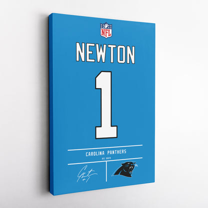 Cam Newton Carolina Panthers Jersey Canvas Wall Art