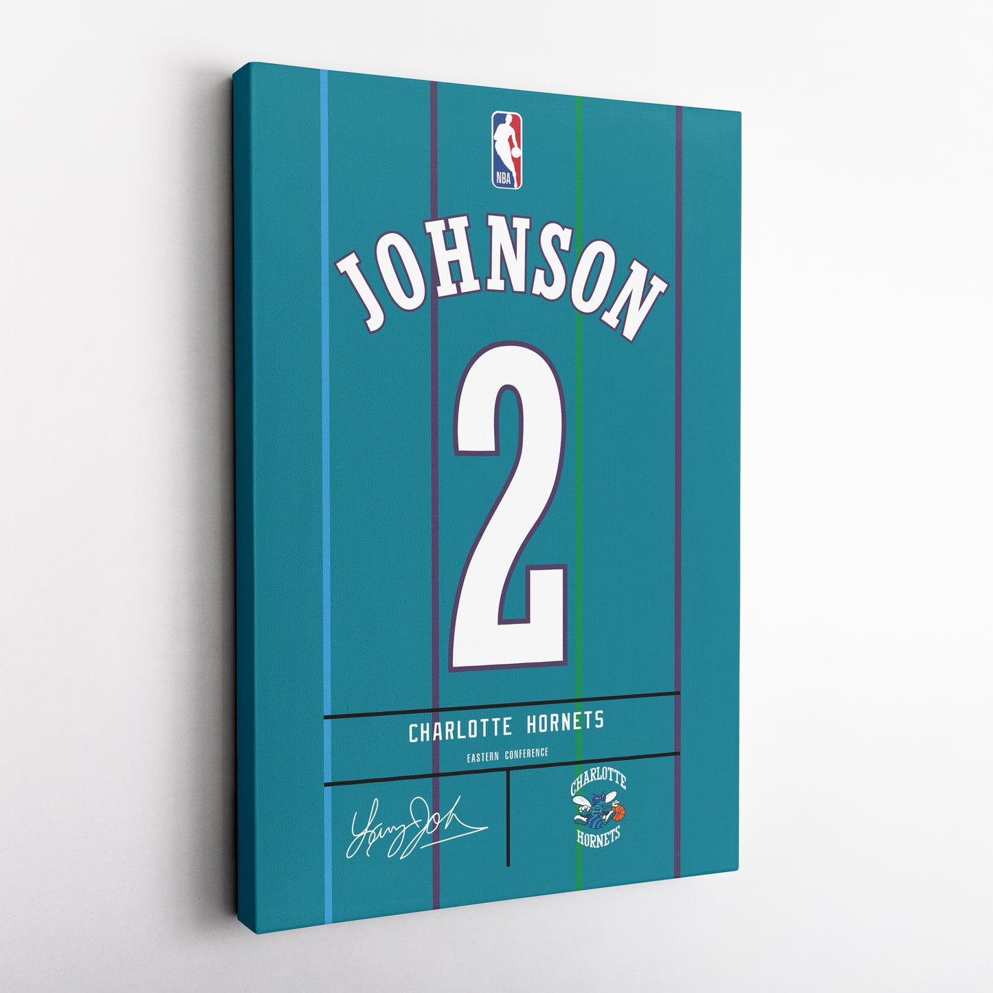 Larry Johnson Charlotte Hornets Jersey Canvas Wall Art