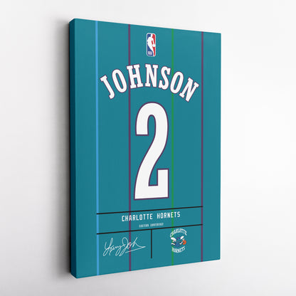 Larry Johnson Charlotte Hornets Jersey Canvas Wall Art