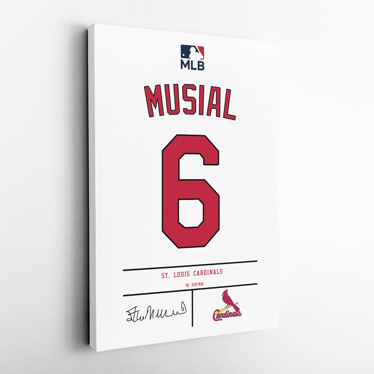 Stan Musial St. Louis Cardinals Jersey Canvas Wall Art