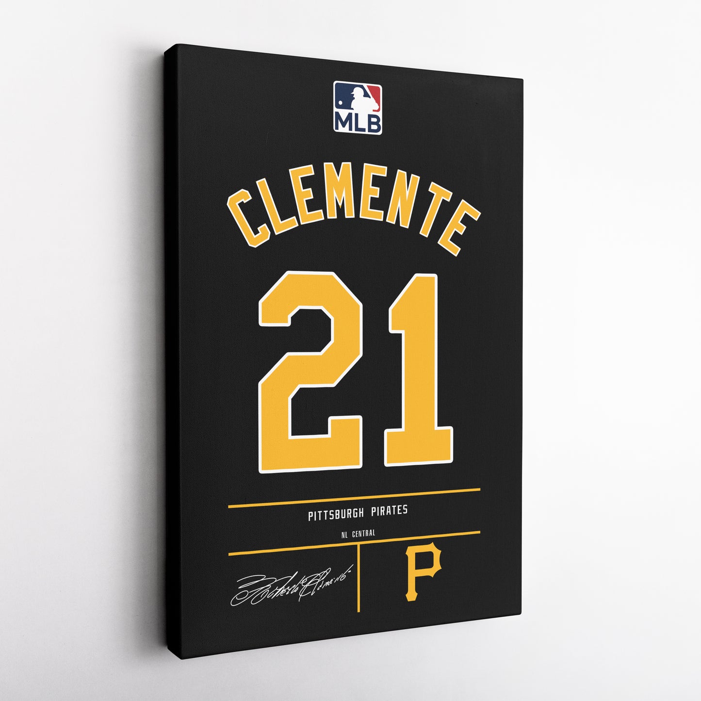 Roberto Clemente Pittsburgh Pirates Black Jersey Canvas Wall Art