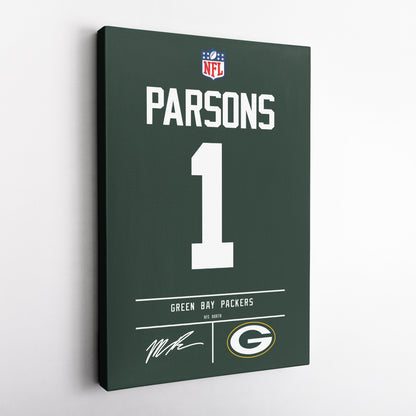 Micah Parsons Packers Jersey Canvas Print | Wall Art Decor