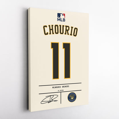 Jackson Chourio Brewers Jersey Canvas Print | Wall Art Decor
