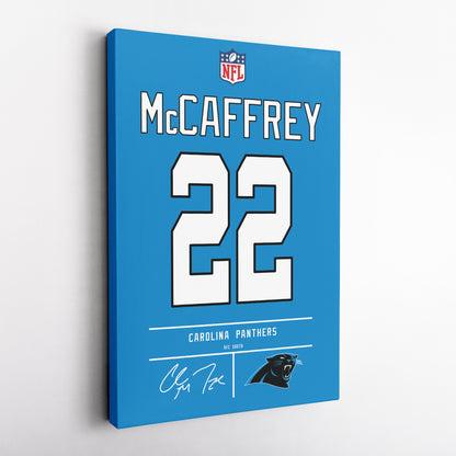 Christian McCaffrey Panthers Jersey Canvas Print | Wall Art Decor