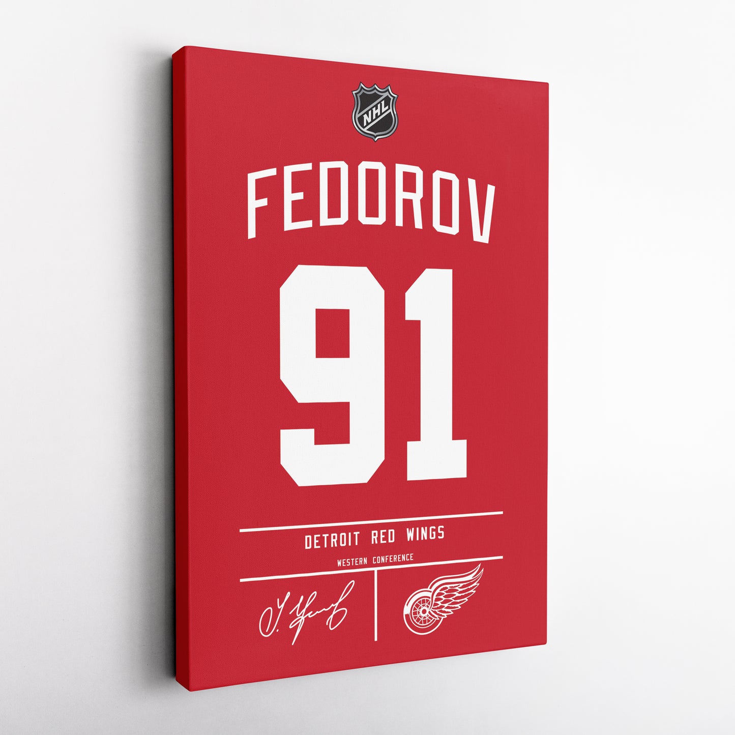 Sergei Fedorov Detroit Red Wings Jersey Canvas Wall Art