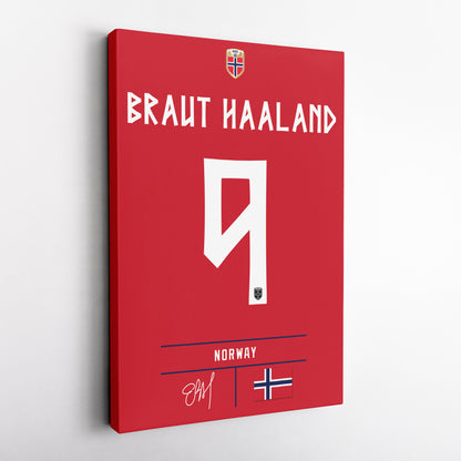 Erling Haaland Norway Jersey Canvas Wall Art