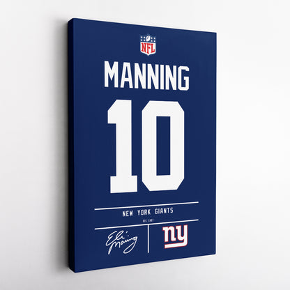Eli Manning New York Giants Jersey Canvas Wall Art