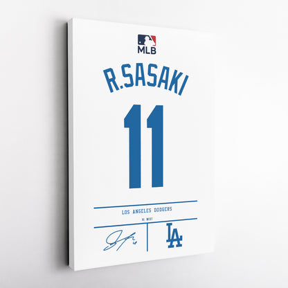 Roki Sasaki Dodgers Jersey Canvas Print | Wall Art Decor