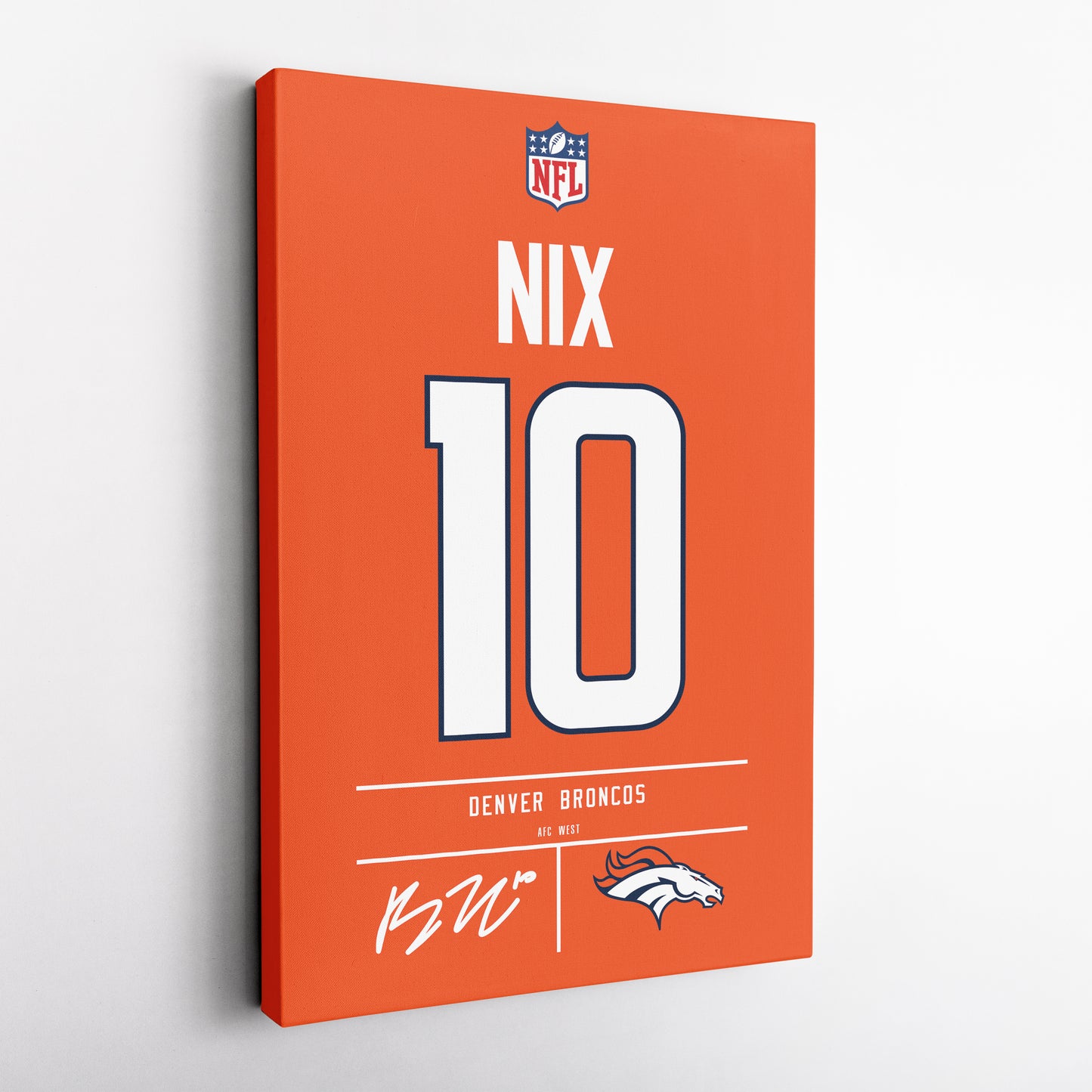Bo Nix Denver Broncos Jersey Canvas Wall Art