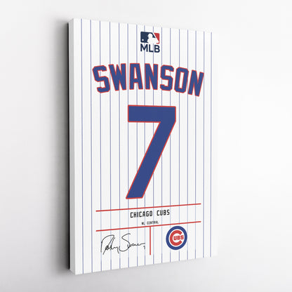 Dansby Swanson Cubs Jersey Canvas Print | Wall Art Decor