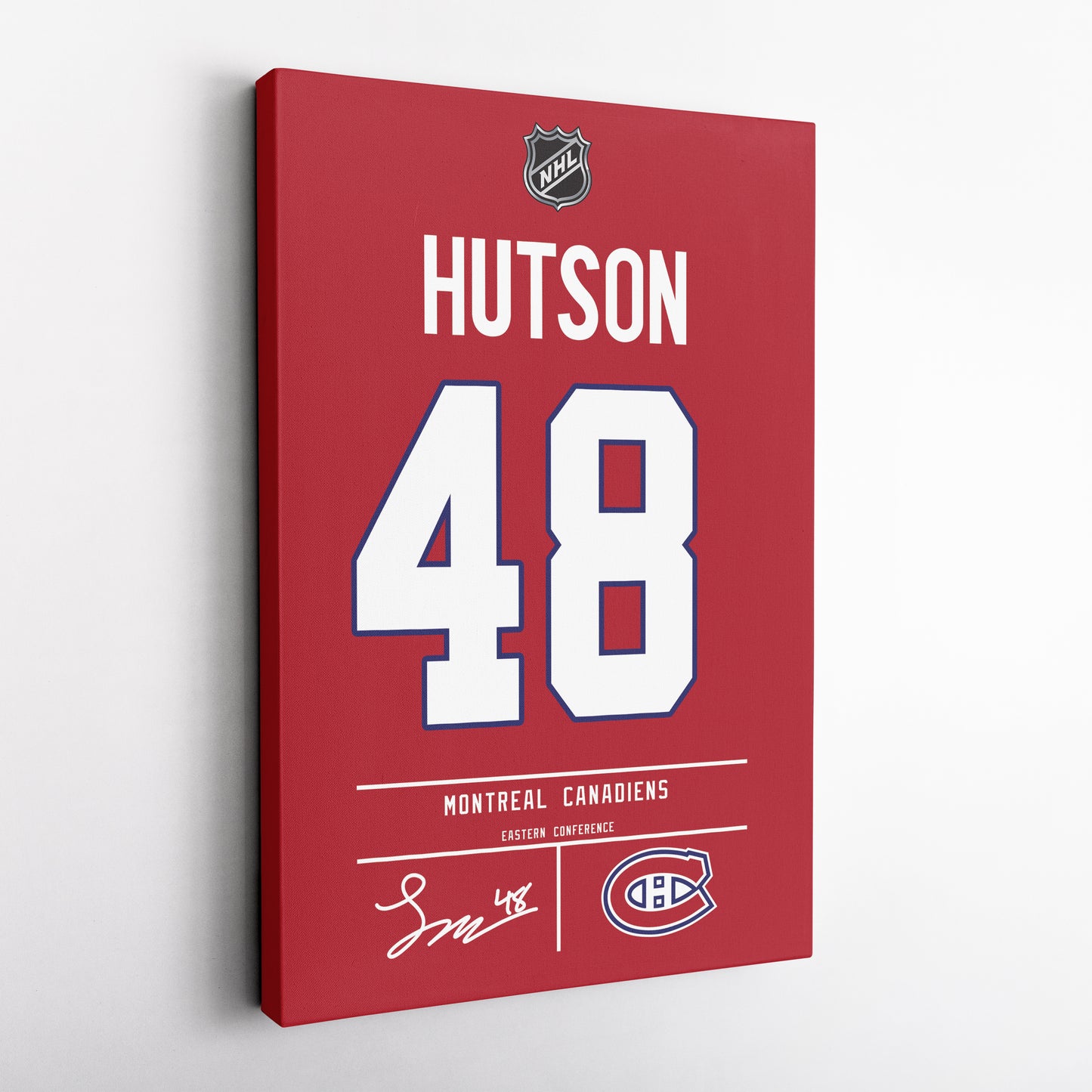 Lane Hutson Montreal Canadiens Jersey Canvas Wall Art