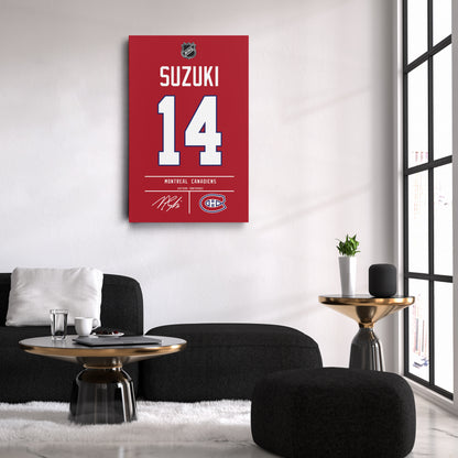 Nick Suzuki Canadiens Jersey Canvas Print | Wall Art Decor
