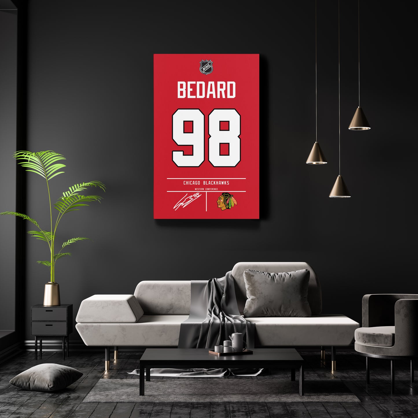 Connor Bedard Blackhawks Jersey Canvas Print | Wall Art Decor