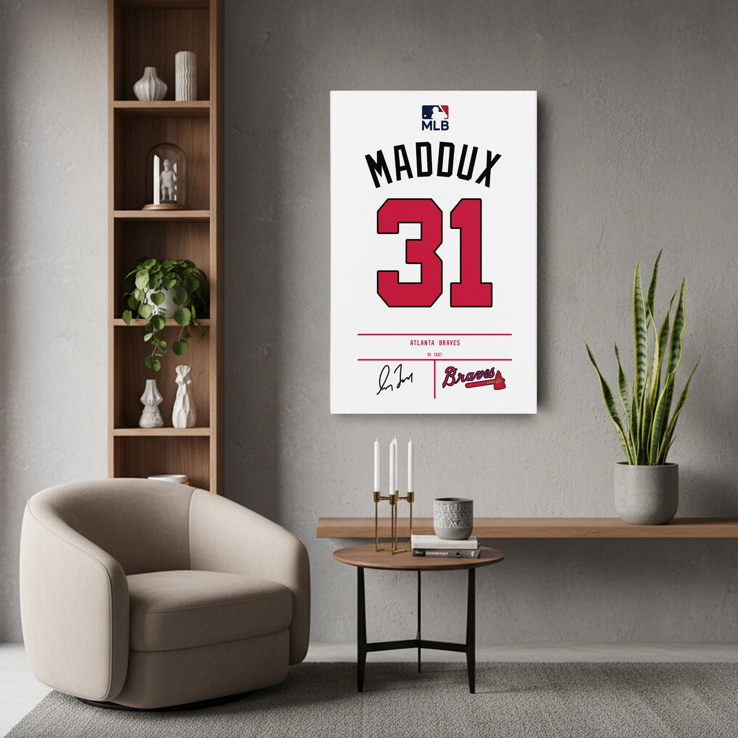 Greg Maddux Atlanta Braves Jersey Canvas Wall Art