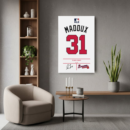 Greg Maddux Atlanta Braves Jersey Canvas Wall Art