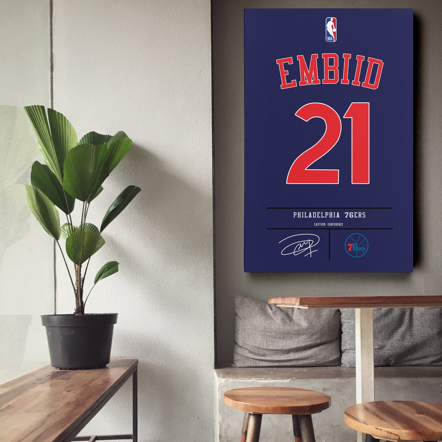 Joel Embiid 76ers Jersey Canvas Print | Wall Art Decor