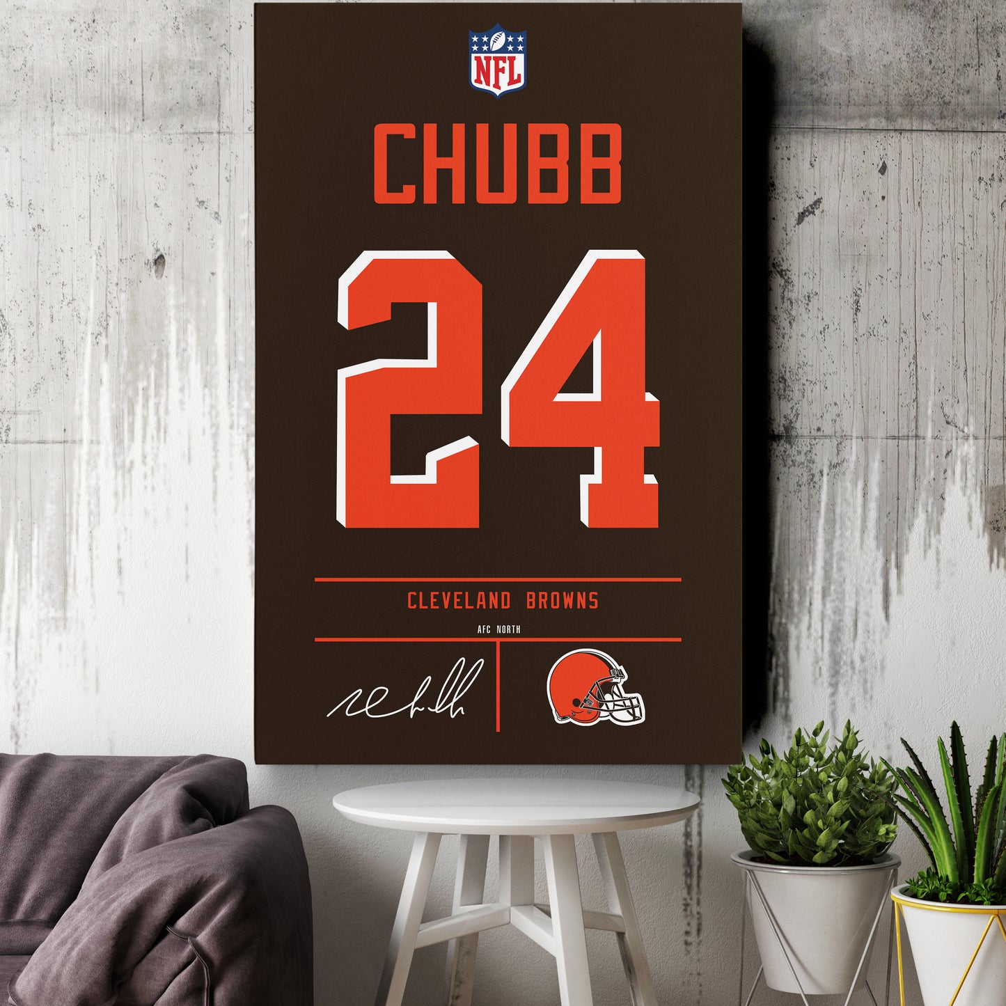 Nick Chubb Browns Jersey Canvas Print | Wall Art Decor