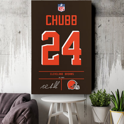 Nick Chubb Browns Jersey Canvas Print | Wall Art Decor