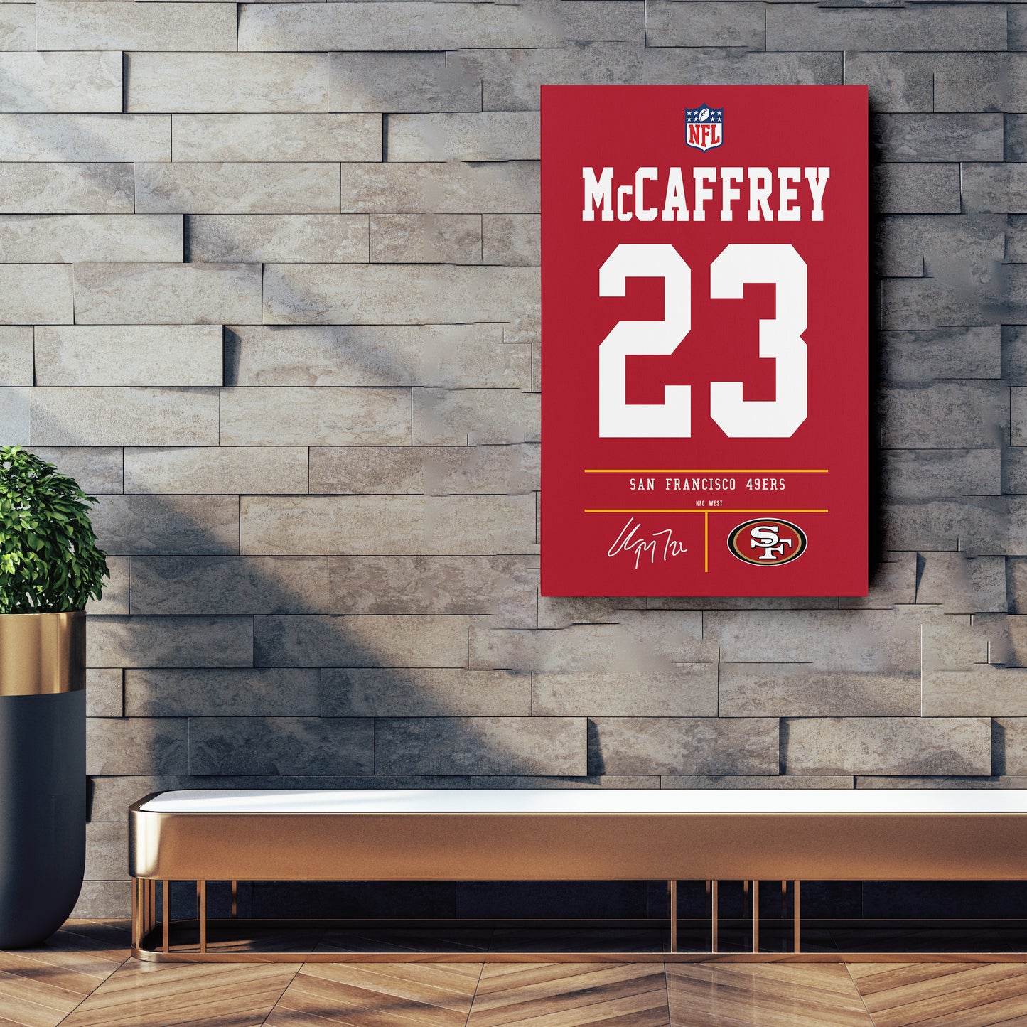 Christian McCaffrey San Francisco 49ers Jersey Canvas Wall Art