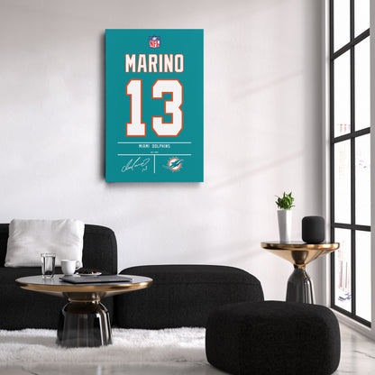 Dan Marino Dolphins Jersey Canvas Print | Wall Art Decor